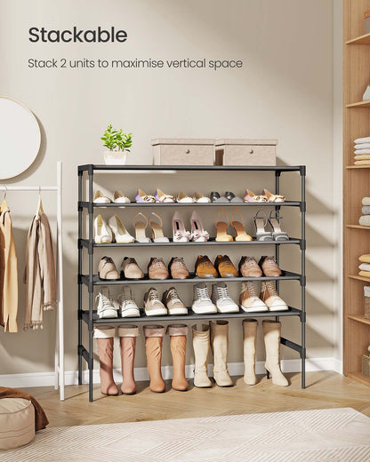 3-tier shoe rack with fabric shelves and metal frame - image 7