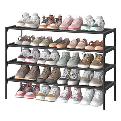 3-tier shoe rack with fabric shelves and metal frame - image 8