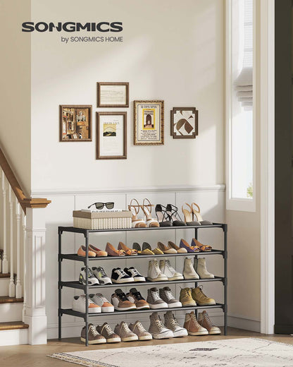 3-tier shoe rack with fabric shelves and metal frame - image 21