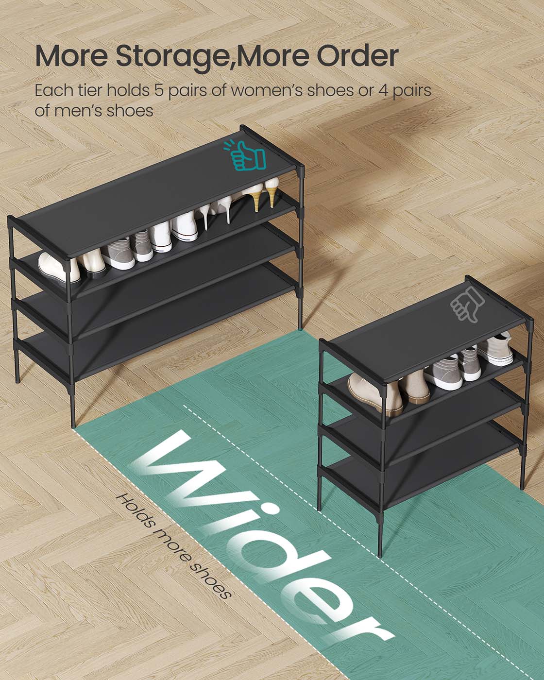 3-tier shoe rack with fabric shelves and metal frame - image 10