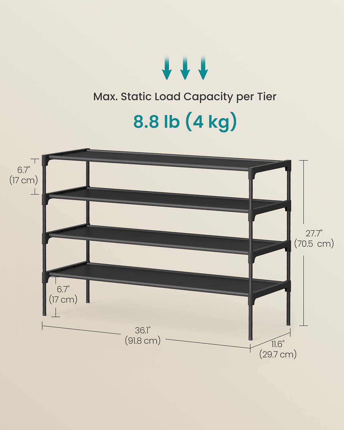 3-tier shoe rack with fabric shelves and metal frame - image 25