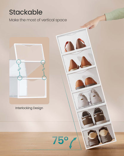 Clear Shoe Boxes Set of 12 for Shoes up to UK Size 9 Transparent and Cloud White - image 5