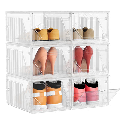 Shoe Boxes Set of 6 Stackable Clear Plastic Shoe Storage Cloud White - image 1