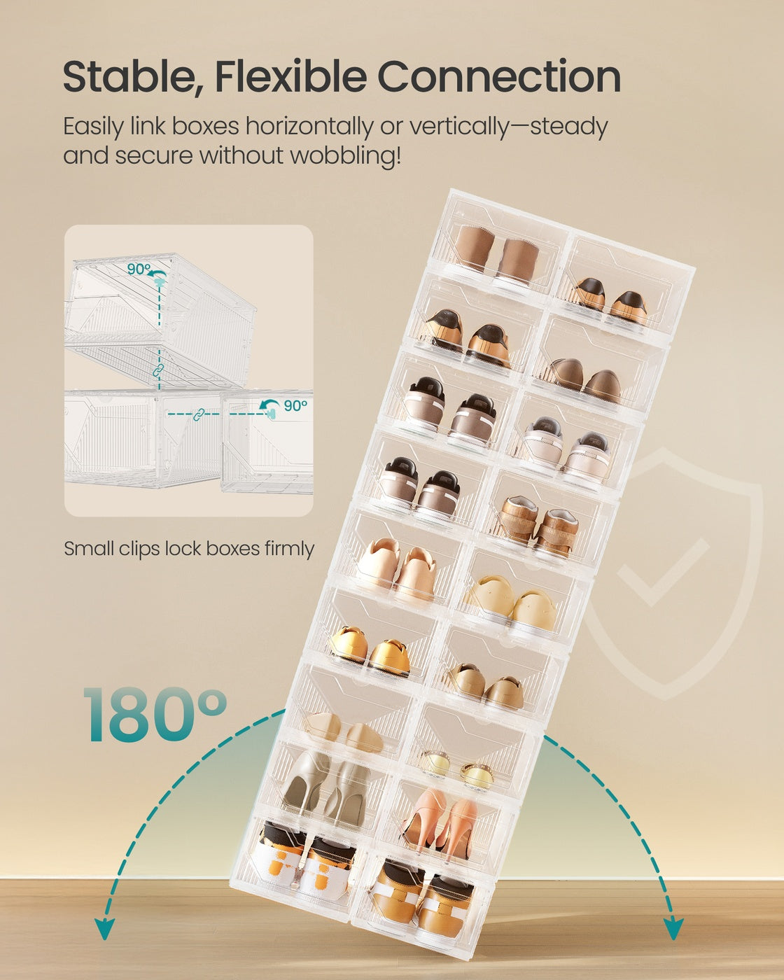 Shoe Boxes Set of 6 Stackable Clear Plastic Shoe Storage Cloud White - image 3