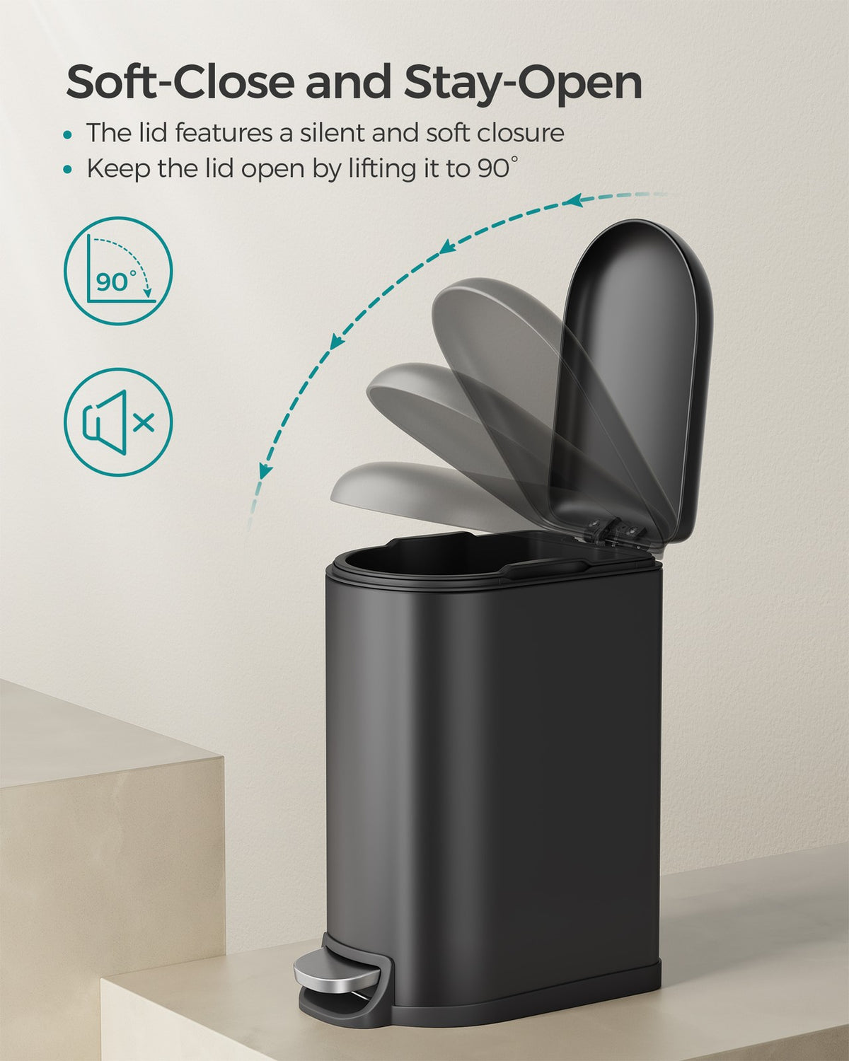 10L Small Pedal Bathroom Bin with Lid - image 5