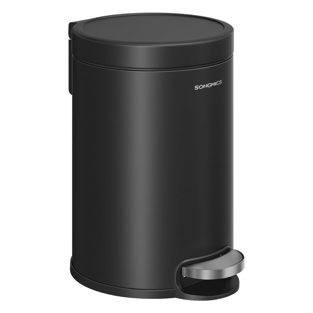 Bathroom Pedal Bin 0.8 Gallon (3 L) Steel Toilet Bin Ink Black - image 1