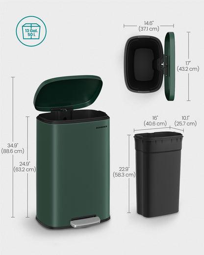 13 Gallon Step-On Pedal Bin for Kitchen Retro Green - image 6