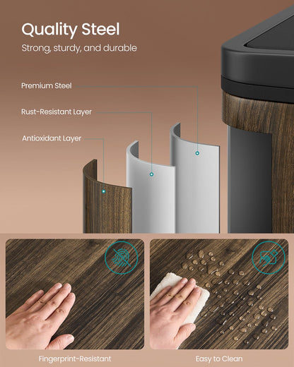 Dual Rubbish Bin 2 x 30 L Recycling Bin with 15 Rubbish Bags Dark Walnut - image 6