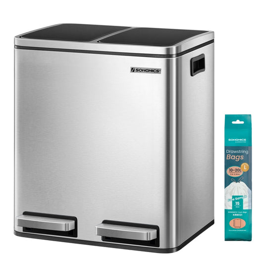 Kitchen Bin ２x 4 Gallon (2 x 15 L) Metallic Silver and Ink Black - image 1