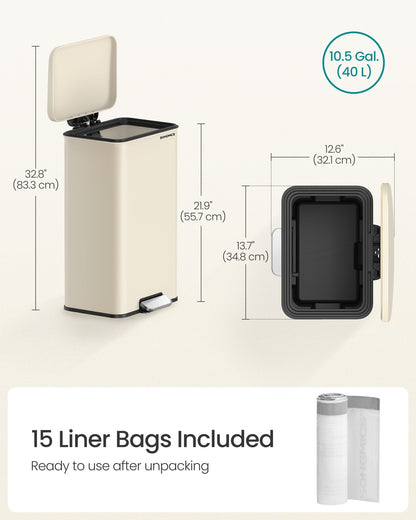 Large 40L Steel Kitchen Bin: Soft Close Lid, Black Finish, 15 Liner Bags - image 20