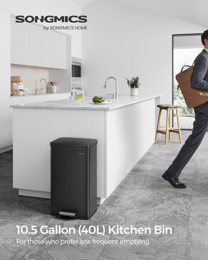 Large 40L Steel Kitchen Bin: Soft Close Lid, Black Finish, 15 Liner Bags - image 2