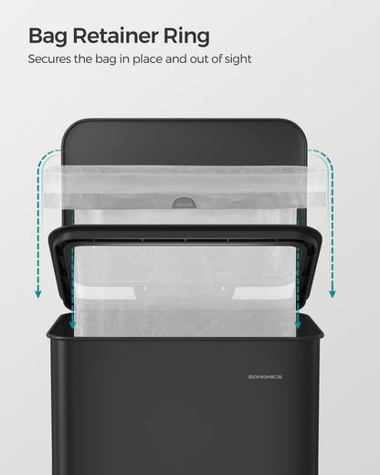 Large 40L Steel Kitchen Bin: Soft Close Lid, Black Finish, 15 Liner Bags - image 5