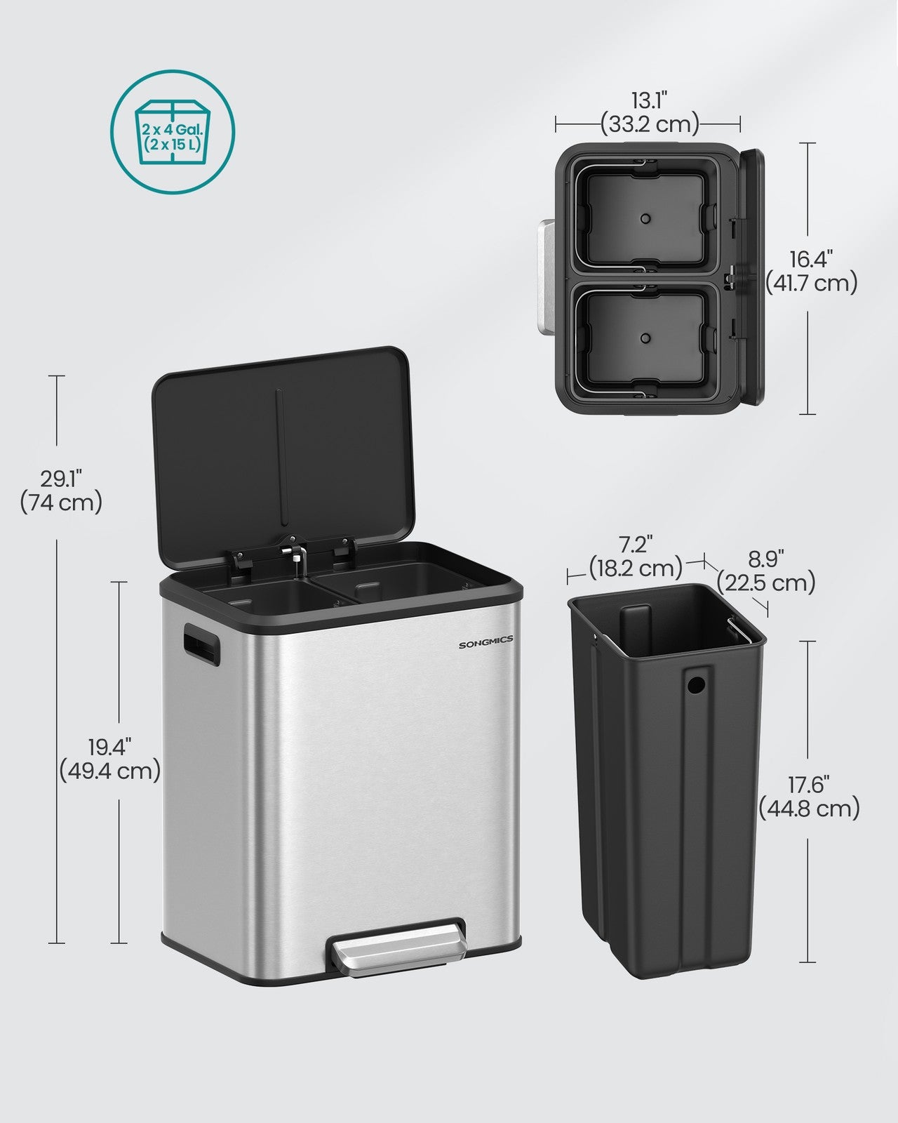 Double Bin for Recycling and Waste Ink Black - image 14
