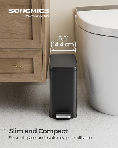 5L Bathroom Bin with Lid Black - image 2