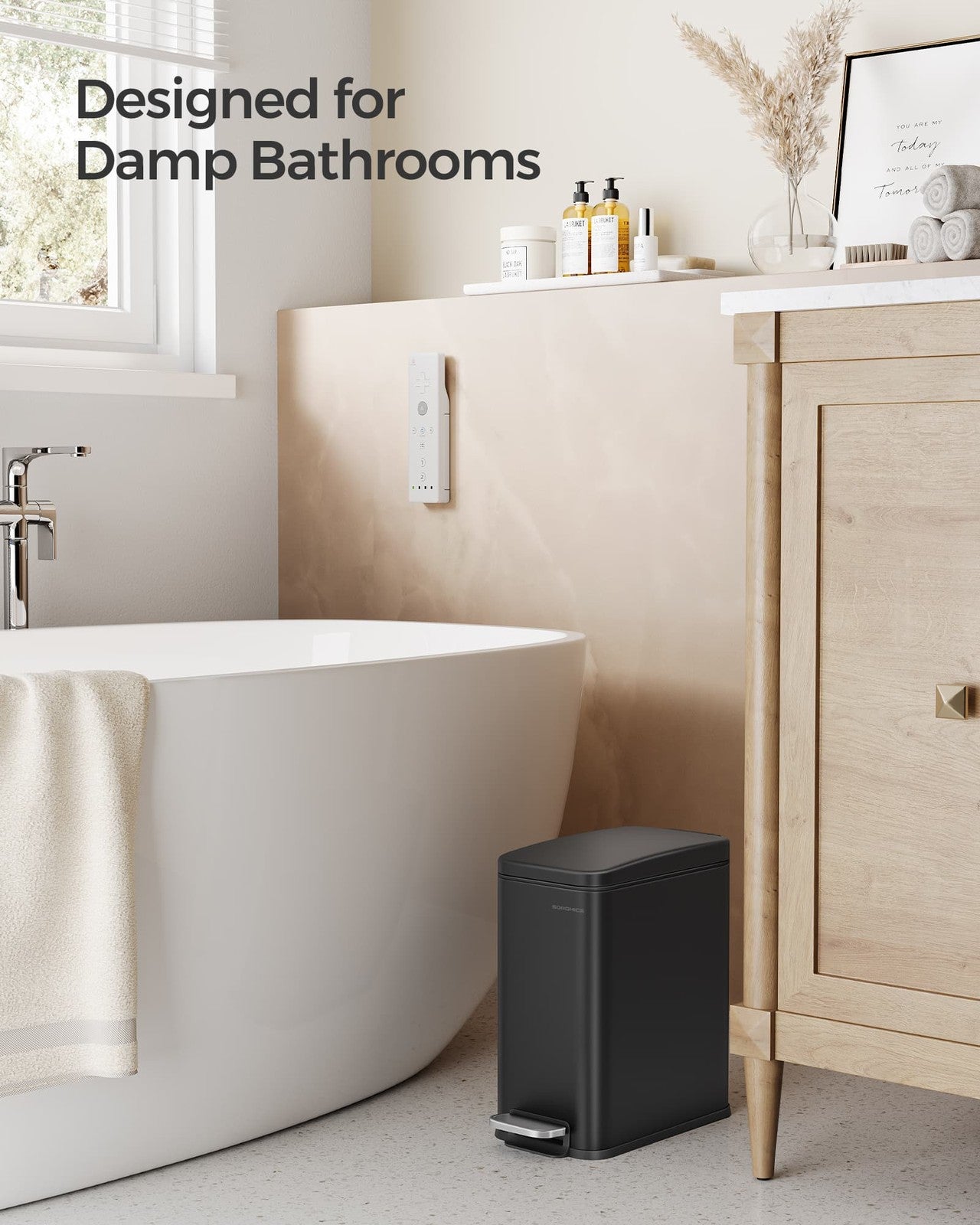 5L Bathroom Bin with Lid Black - image 3