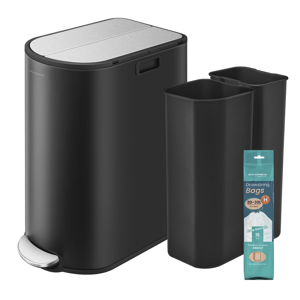 30L and 20L Double Kitchen Bin Ink Black and Metallic Silver - image 1