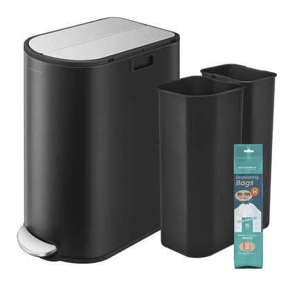 30L and 20L Double Kitchen Bin Ink Black and Metallic Silver - image 1