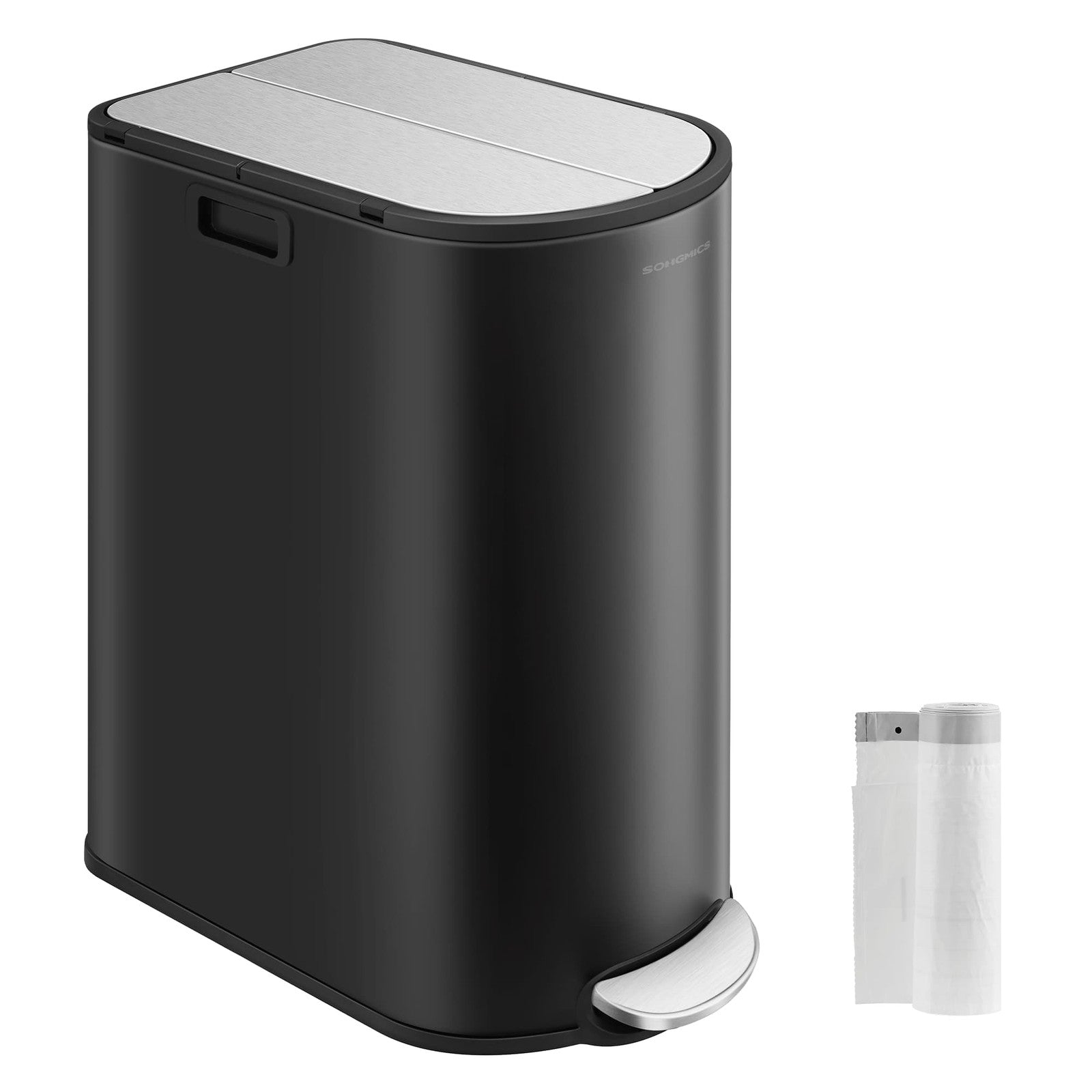 30L and 20L Double Kitchen Bin Ink Black and Metallic Silver - image 3