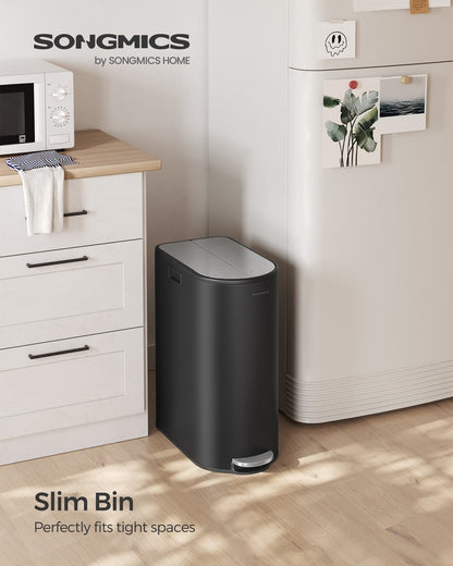 30L and 20L Double Kitchen Bin Ink Black and Metallic Silver - image 4