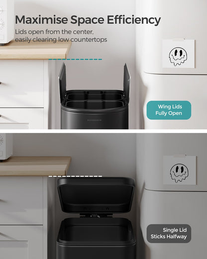 30L and 20L Double Kitchen Bin Ink Black and Metallic Silver - image 5