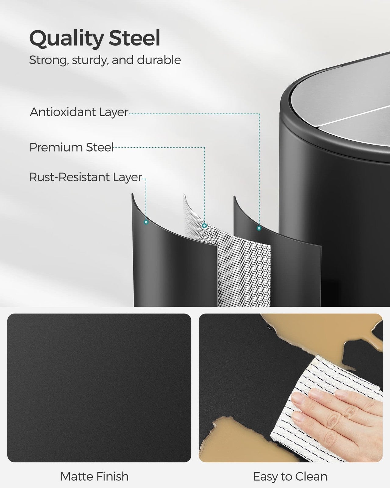 30L and 20L Double Kitchen Bin Ink Black and Metallic Silver - image 8