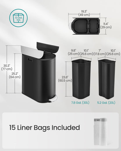 30L and 20L Double Kitchen Bin Ink Black and Metallic Silver - image 9