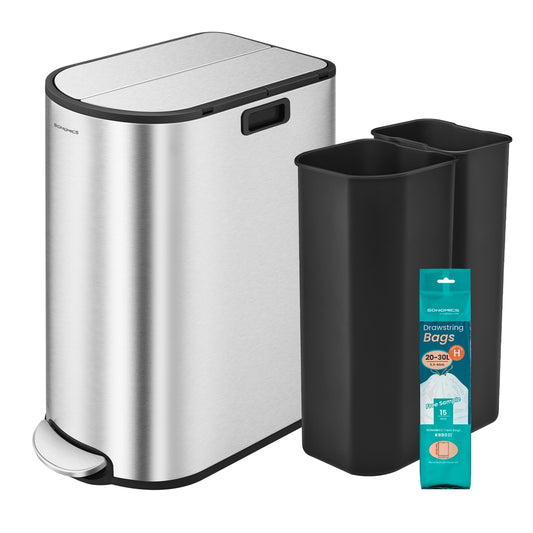 30L and 20L Double Kitchen Bin Metallic Silver - image 1