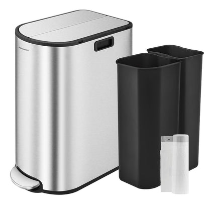 30L and 20L Double Kitchen Bin Metallic Silver - image 2