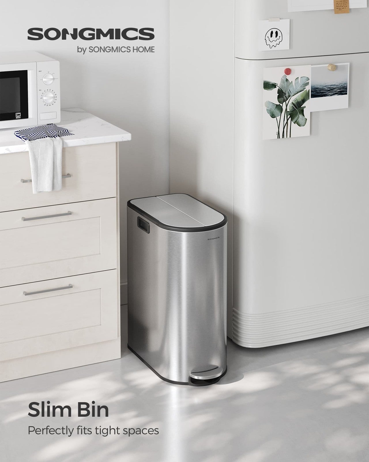 30L and 20L Double Kitchen Bin Metallic Silver - image 4