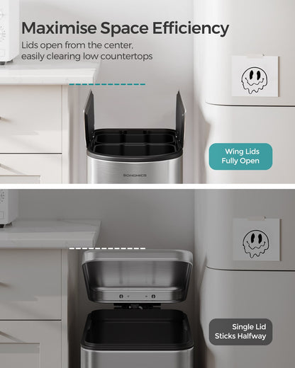 30L and 20L Double Kitchen Bin Metallic Silver - image 5