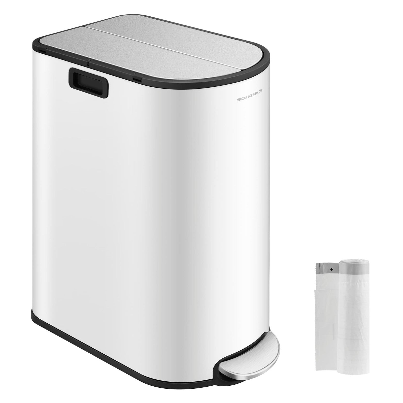 30L and 20L Double Kitchen Bin Ink Black and Metallic Silver - image 12