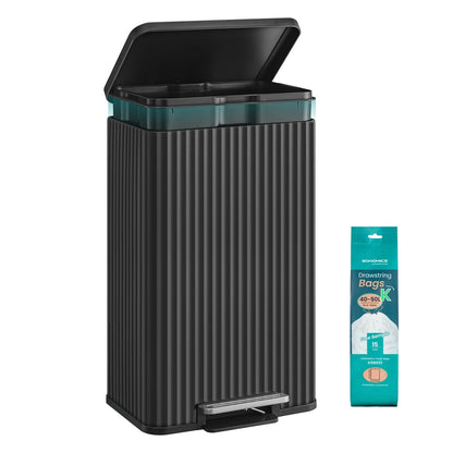 Waste Bin with Pedal, Soft-Close Lid and Removable Inner Bucket Metallic Silver - image 9