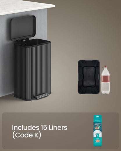 Waste Bin with Pedal, Soft-Close Lid and Removable Inner Bucket Metallic Silver - image 15