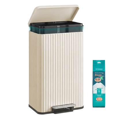 Waste Bin with Pedal, Soft-Close Lid and Removable Inner Bucket Metallic Silver - image 25