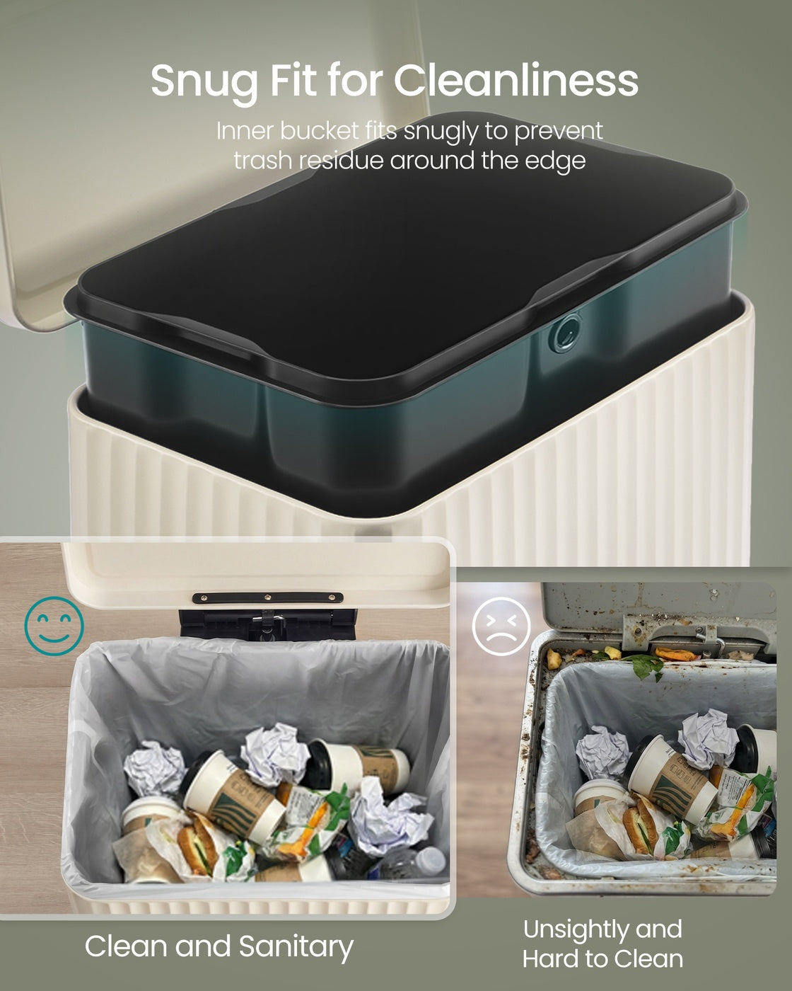 Waste Bin with Pedal, Soft-Close Lid and Removable Inner Bucket Metallic Silver - image 30