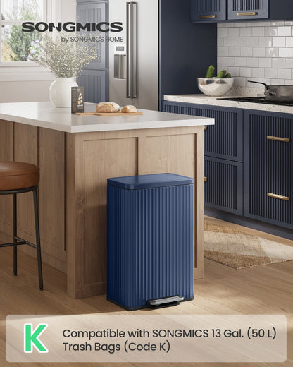 Waste Bin with Pedal, Soft-Close Lid and Removable Inner Bucket Metallic Silver - image 35