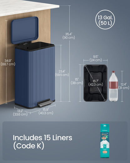 Waste Bin with Pedal, Soft-Close Lid and Removable Inner Bucket Metallic Silver - image 40