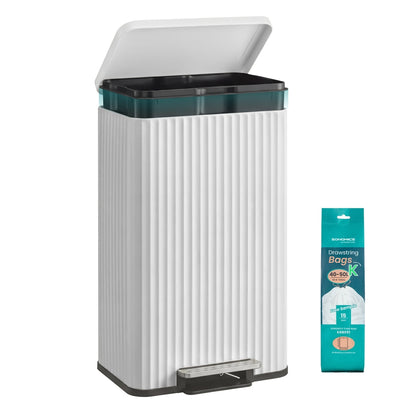 Waste Bin with Pedal, Soft-Close Lid and Removable Inner Bucket Metallic Silver - image 17