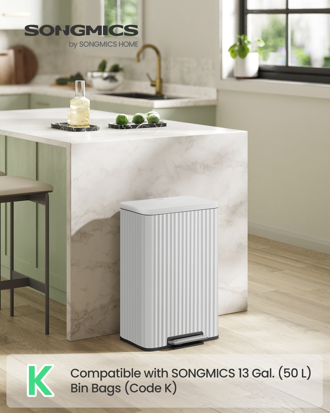 Waste Bin with Pedal, Soft-Close Lid and Removable Inner Bucket Metallic Silver - image 18