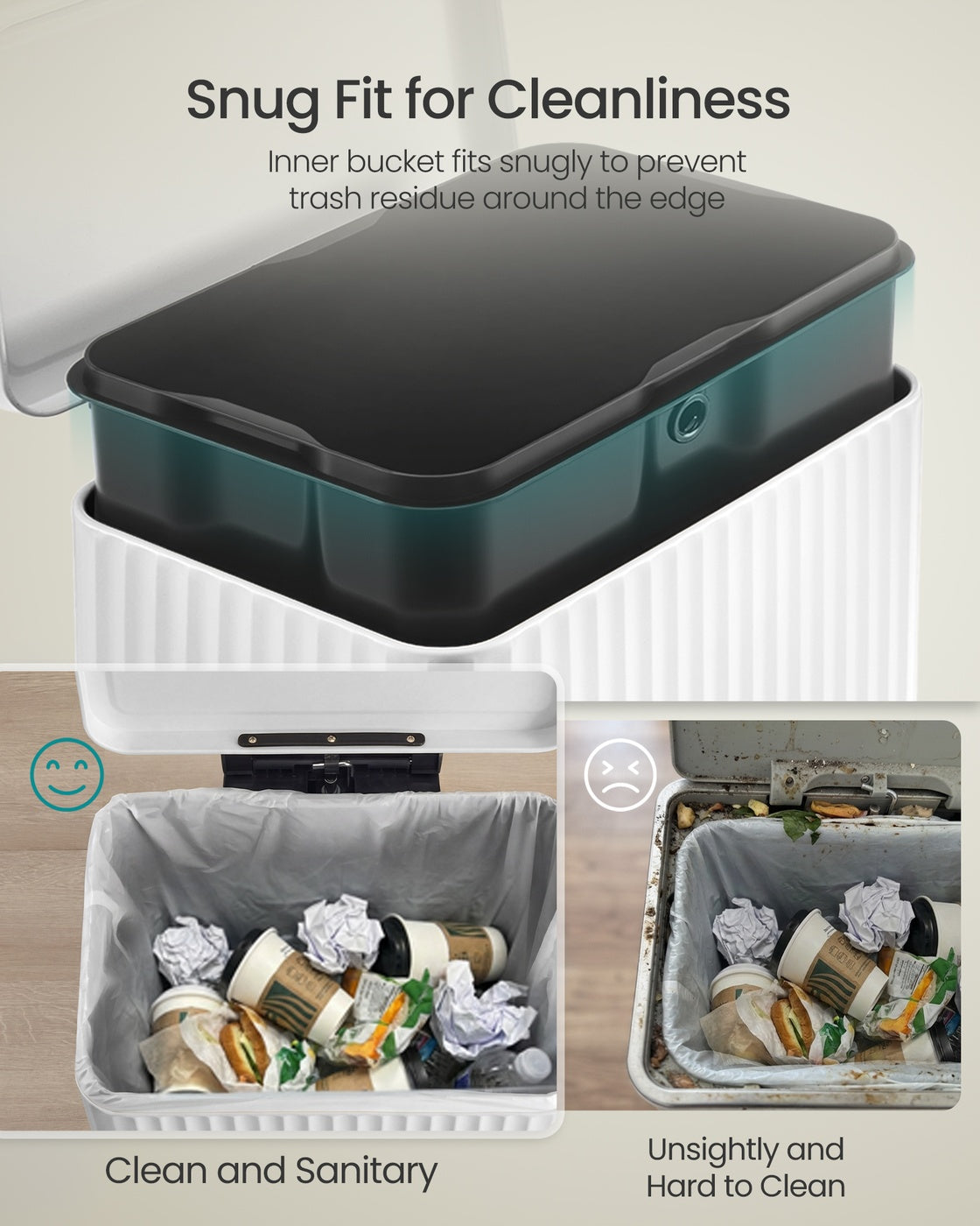 Waste Bin with Pedal, Soft-Close Lid and Removable Inner Bucket Metallic Silver - image 21
