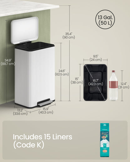 Waste Bin with Pedal, Soft-Close Lid and Removable Inner Bucket Metallic Silver - image 23
