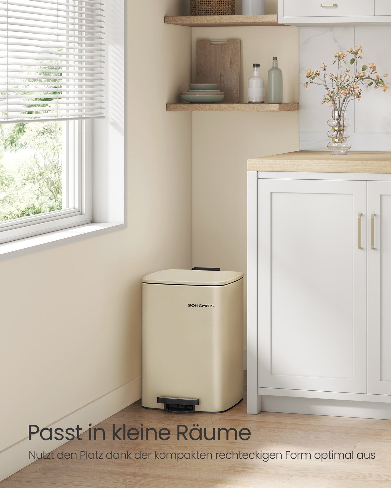 20 L Steel Kitchen Pedal Bin with Inner Bucket Sand Beige - image 2