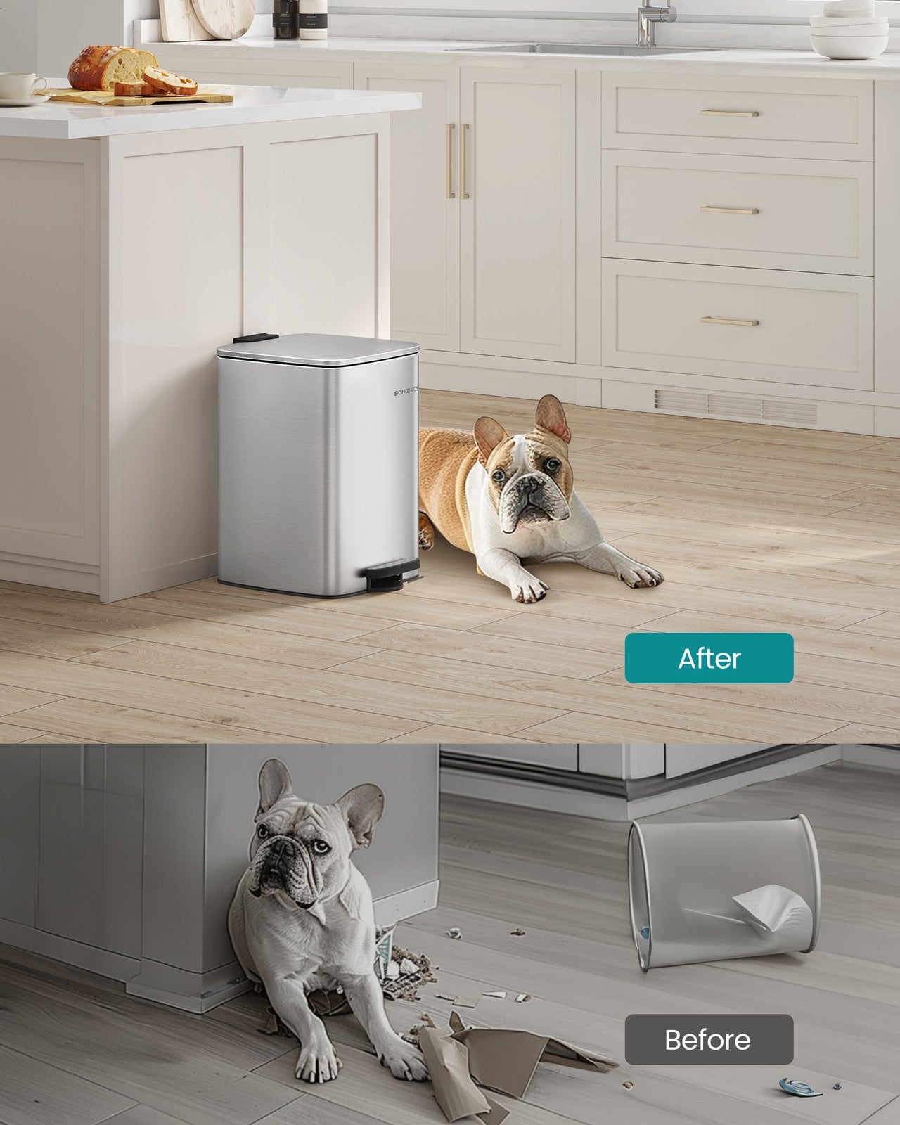 20 L Steel Kitchen Pedal Bin with Inner Bucket Sand Beige - image 18