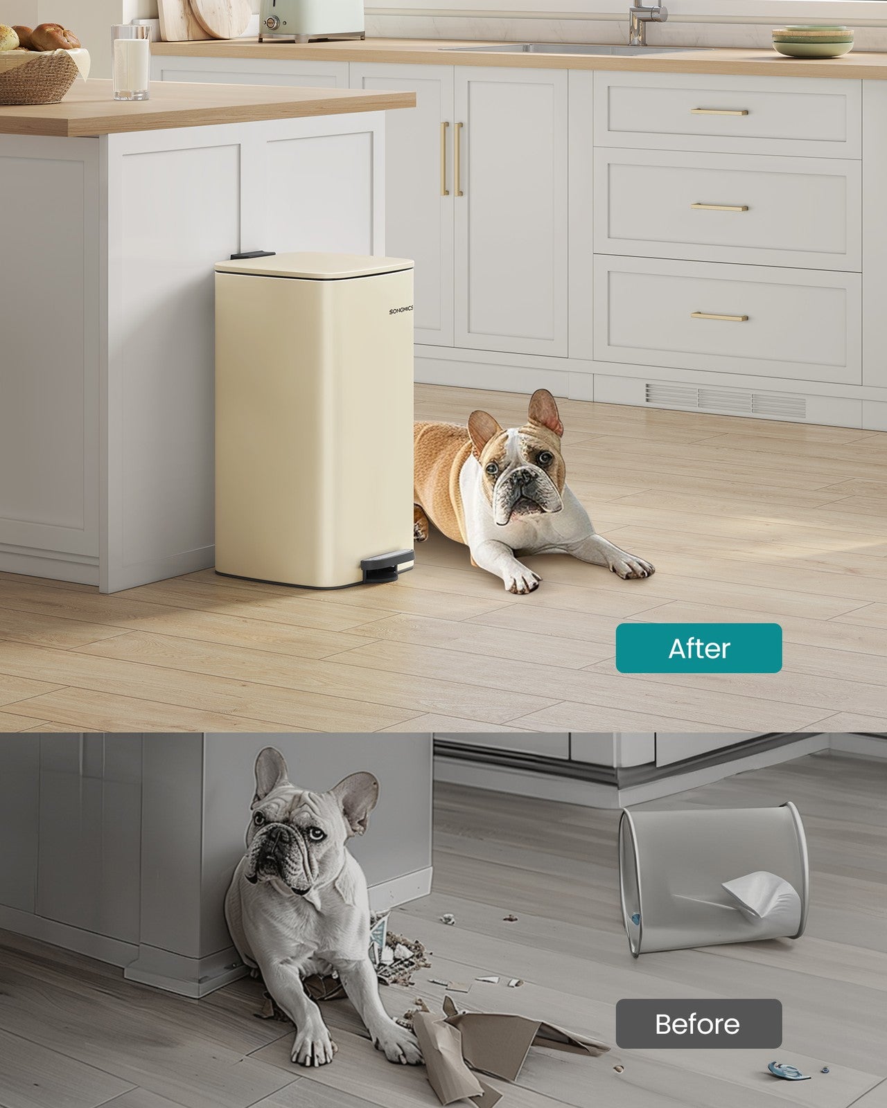 20 L Steel Kitchen Pedal Bin with Inner Bucket Sand Beige - image 48