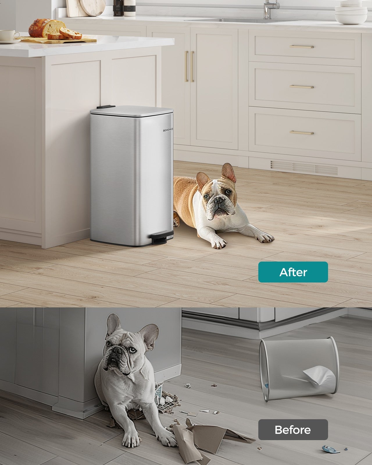 20 L Steel Kitchen Pedal Bin with Inner Bucket Sand Beige - image 33