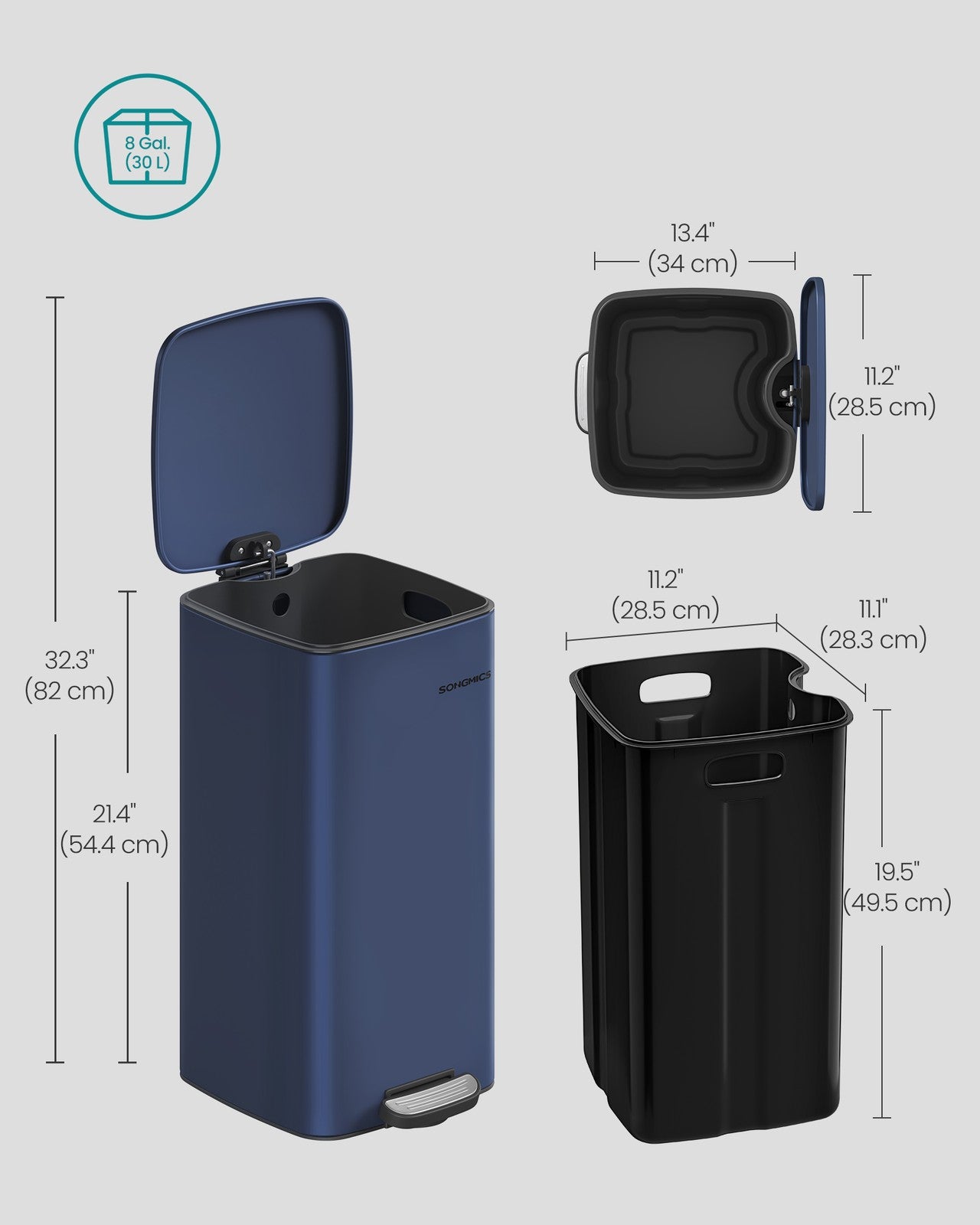 20 L Steel Kitchen Pedal Bin with Inner Bucket Sand Beige - image 45