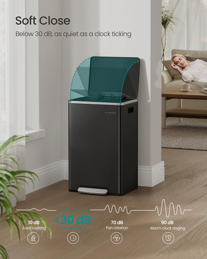 Kitchen Bin 50 L with 15 Bin Bags Stainless Steel Ink Black - image 4