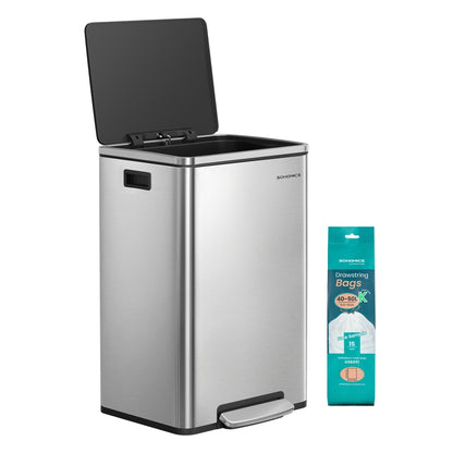 Kitchen Bin 50 L with 15 Bin Bags Stainless Steel Ink Black - image 10