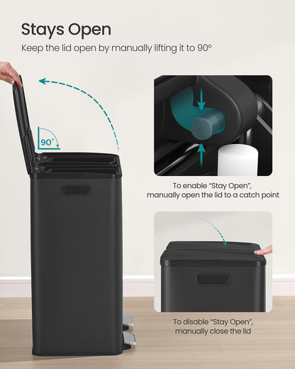60L Dual Compartment Pedal Bin with Soft-Close Lid, 2 x 30L, Black - image 6