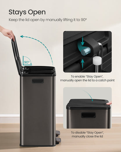 60L Dual Compartment Pedal Bin with Soft-Close Lid, 2 x 30L, Black - image 13